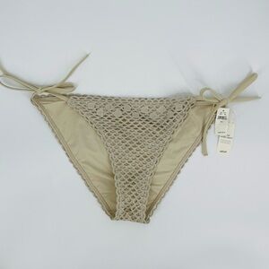 Aerie Swim Bikini Bottoms crochet Tan NWT size Large